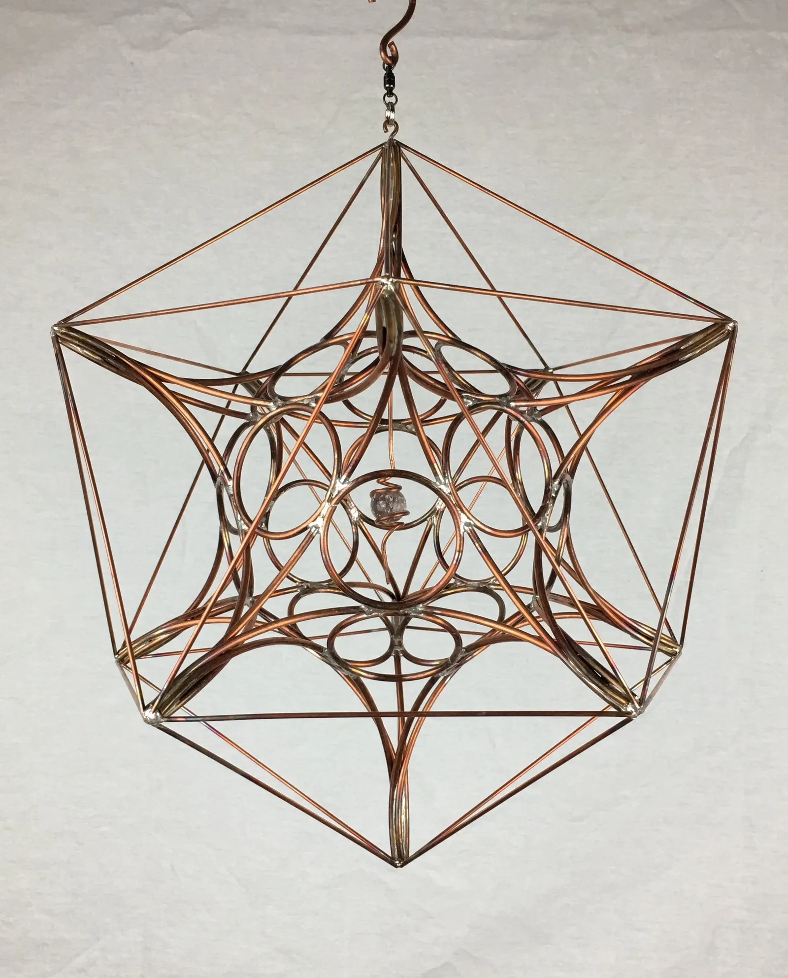 IcosaSphyr copper sculpture, three-quarter view